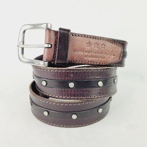 John Varvatos Star USA Mens Sz 40 Brown Crinkled Leather Studded Belt